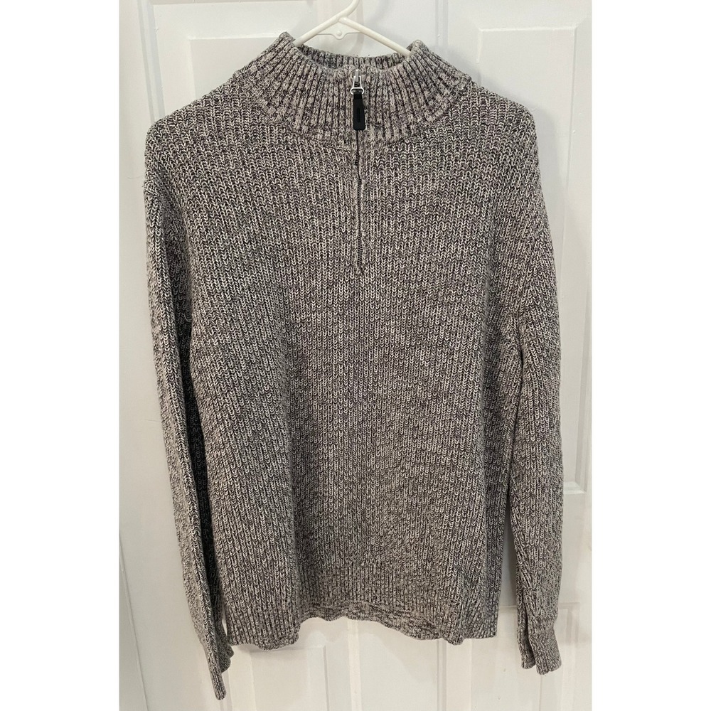 Old Navy Mens Gray Marled Quarter Zip Mock Neck Knit Sweater Size Medium